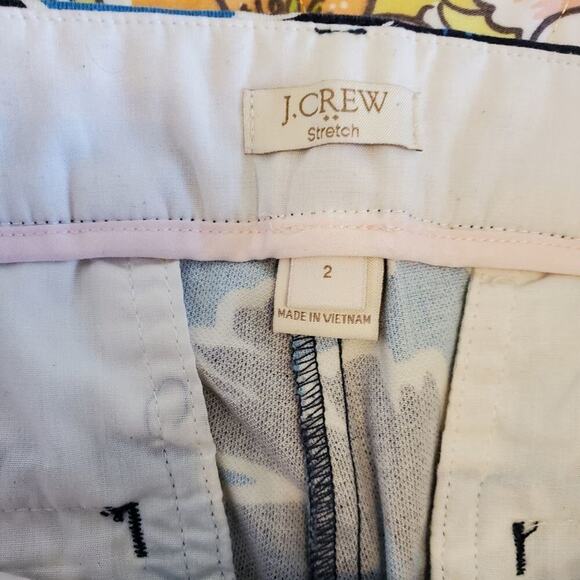 J. Crew‎ Floral Print Stretch Cropped Pants Blue Black Casual Career Trousers 2 - Picture 9 of 11